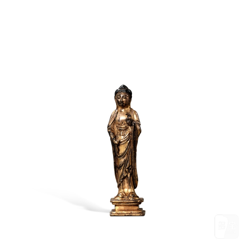 A gilt-bronze standing figure of Buddha, Liao dynasty | 遼 銅鎏金菩薩立像